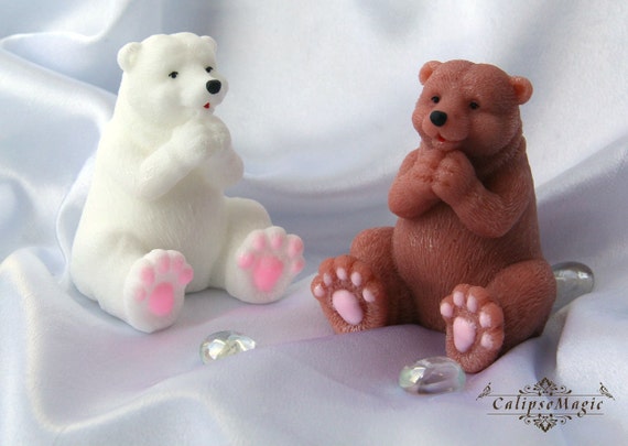 2 Pack Sitting Bears Candle Molds,Cute Bear Silicone Molds for Wax Resin  DIY Animal Candles Handmade Soap Mould, Hand Crafts for Home Wedding Party