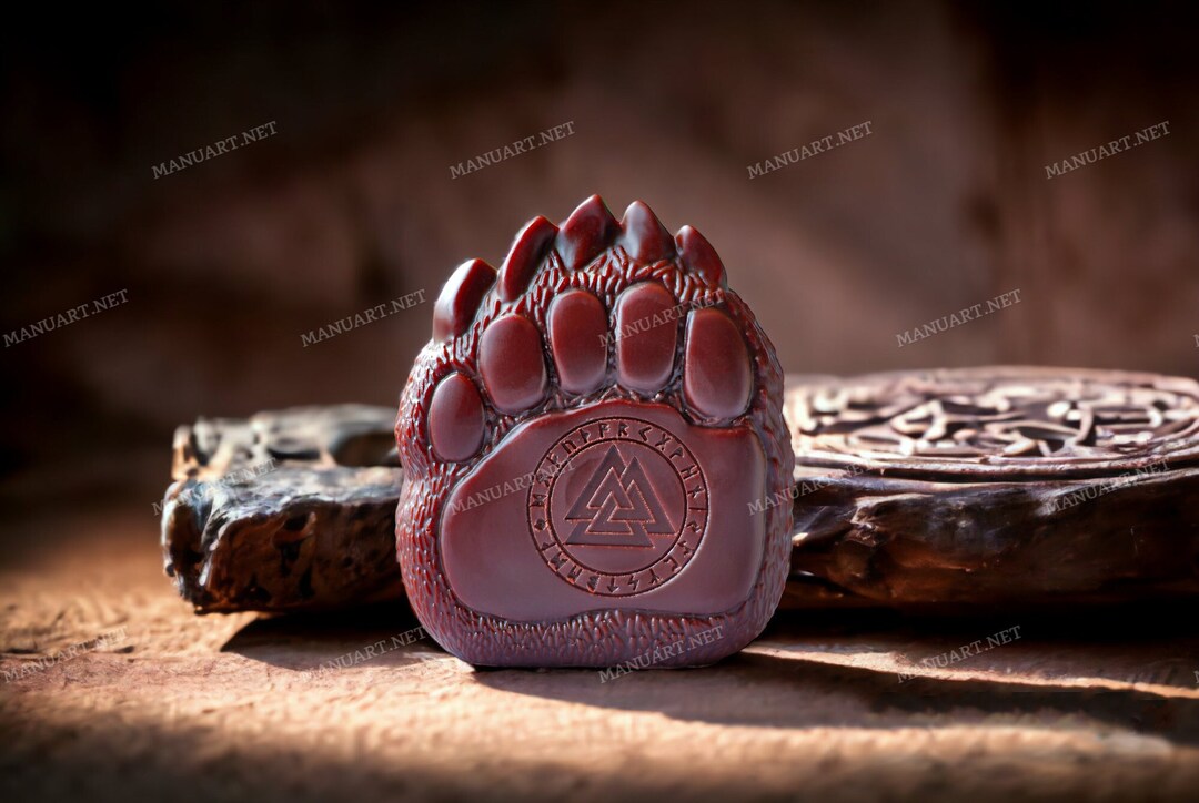 Bear Paw With Runes 3D Silicone Mold, Candle, Soap Mould, Spiritual ...