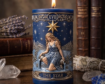 The Star Tarot Mold for Pillar Candles, Plaster Decor - Celestial Ritual Altar Mould