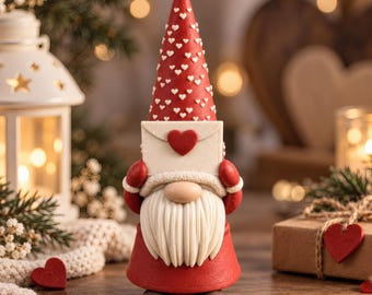 Gnome Holding Love Letter Mold for Candle Making, Soap - Valentine Heart Figurine Mould