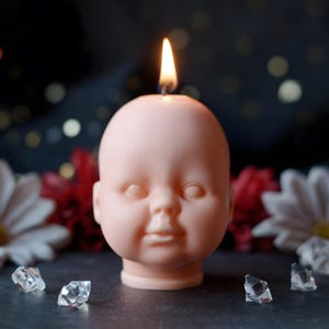 Girl Doll Head Mold for Halloween Candles, Soap, Resin, Plaster – Creepy Baby Silicone Mould
