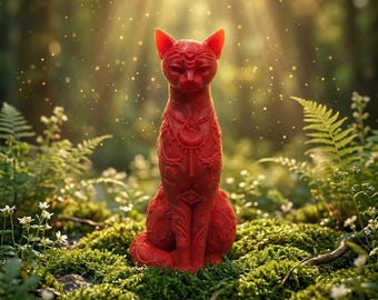 Flower Cat Mold for Candle Making, Soap, Resin, Plaster - Sitting Kitty Silicone Mould