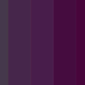 May include: A color palette with five shades of purple, ranging from a dark gray to a deep burgundy.