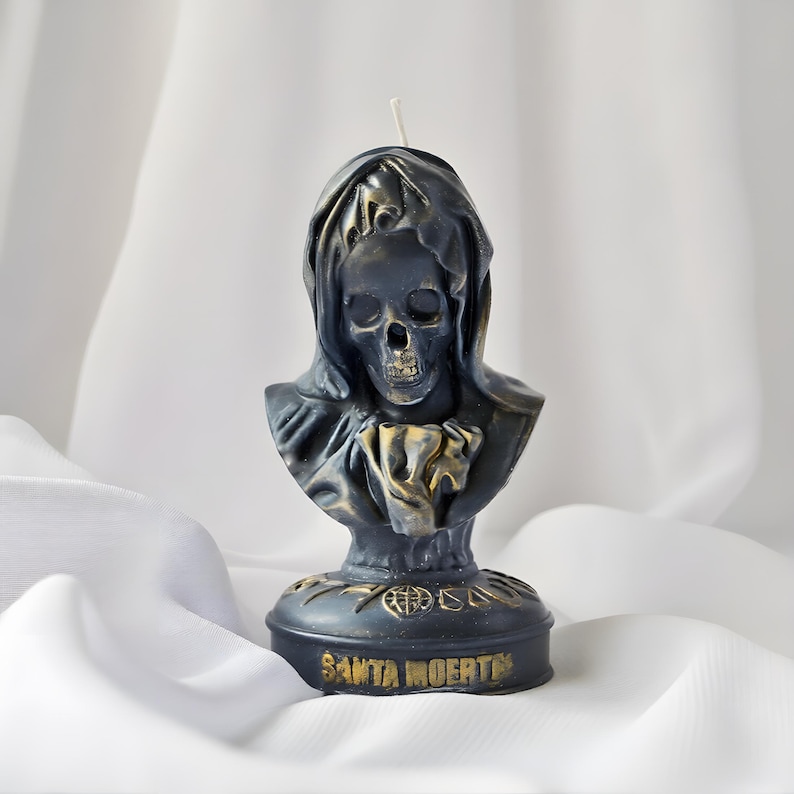 Santa Muerte Mold Skull for Gothic Candles, Soap, Plaster and Resin - Skeleton Silicone Mould image 1