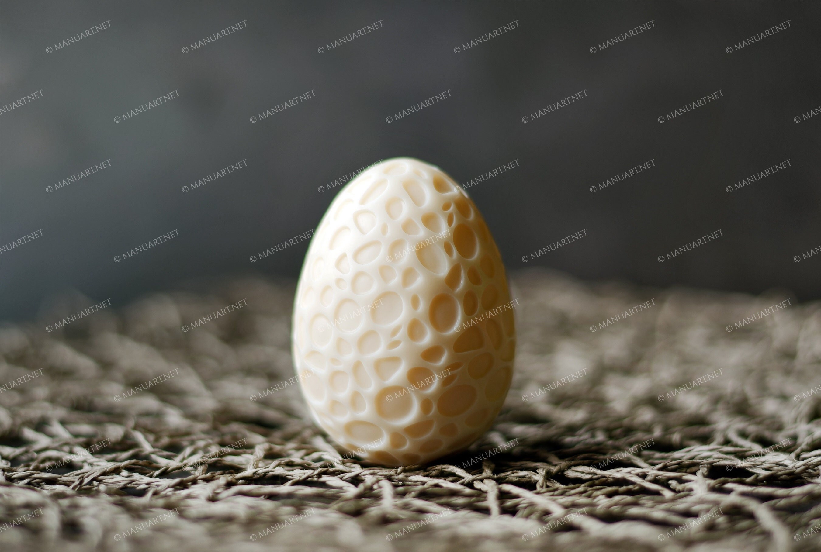 Oeuf d'autruche sur socle tourné (2) - Bois, Œuf - XXe