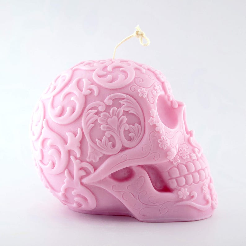 Big Mexican Skull Mold Gothic Candle is a large, high-detail skull silicone mold designed for candles, soap, resin, plaster, gypsum, and creative casting projects. This skull mold features a rich ornamental design inspired by Mexican skull art, making it an excellent choice for gothic décor. skull mold, skull silicone mold, skeleton soap mold, halloween mold, gothic mold, mexican mold, witchcraft mold, wiccan mold, pagan mold, magic mold, death mold, skull candle mold, mold gothic candle