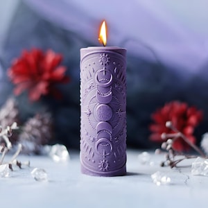 Moon Phases Mold for Candle Making, Soap, Resin, Plaster, Celestial, Lunar Pillar Silicone Mould