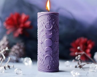 Moon Phases Mold for Candle Making, Soap, Resin, Plaster, Celestial, Lunar Pillar Silicone Mould