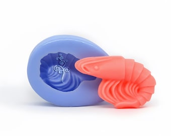 Shrimp Mold marine life for soap, wax melts, candy, resin - ocean themed silicone mould