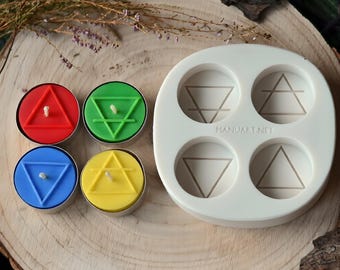 Four Elements Mold for Tealight Candles, Wax Melts, Soap and Resin - Symbol Silicone Mould