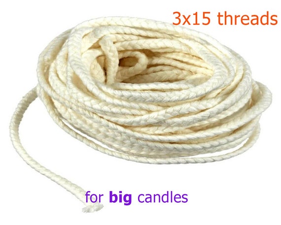 100 % Cotton candle wick for big candles 3x15 thread 10 meters / 32 ft