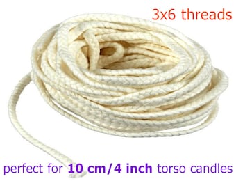 100 % Cotton candle wick perfect for 10 cm / 4 inch Goddess candles 3x6 thread 10 meters / 32 ft
