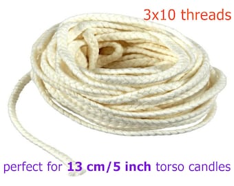 100 % Cotton candle wick perfect for 13 cm / 5 inch Goddess candles 3x10 thread 10 meters / 32 ft