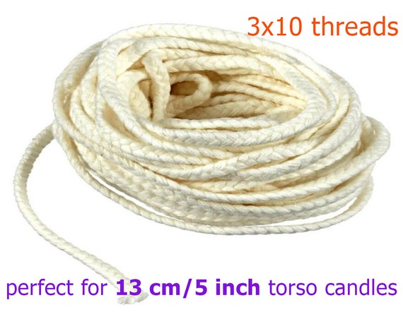 100 % Cotton candle wick perfect for 13 cm / 5 inch Goddess candles 3x10 thread 10 meters / 32 ft