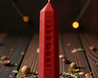 Moon phase crystal silicone mold, 130mm/5inch, celestial life cycle witchcraft candle mould
