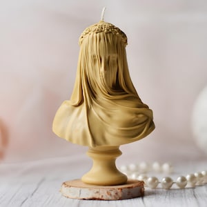 Veiled Maiden Bust Mold for Candle Making, Plaster Statue, Soap, Resin - gothic silicone mould