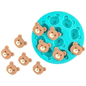 Mini molde de cabeça de urso - molde de silicone para urso de goma para brincos de resina, fabricação de joias, artesanato em epóxi, fondant, chocolate e molde de cera derretida