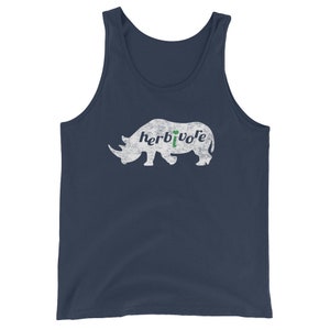 Weiße Rhino HERBIVORE Vegan Liebe Tank Top - Rhinozeros Rhino - grünes Herz - Unisex Tank Top