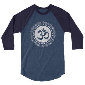 OHM Symbol Cycling Tshirt - Chain & Sprocket Bicycle, Riding, Bike - Cyclist Motivation Design - 3/4 Sleeve Raglan Shirt
