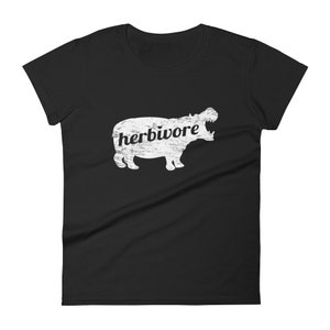 HERBIVORE Hippopotamus Hippo Tshirt - Vegan Vegetarian Plant Based Eater - Women&#39;s Jersey Short Sleeve Tee T-Shirt