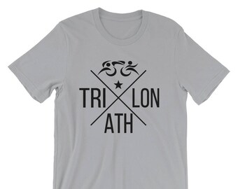 VINTAGE LOOK Camiseta Triatleta de Triatlón - Swim Bike Run Inspirado camiseta unisex de manga corta