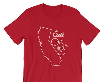 RIDE CALI Cycling Tshirt - California Cycling, Bicycle, Cycling Inspired - Short-Sleeve Unisex T-Shirt