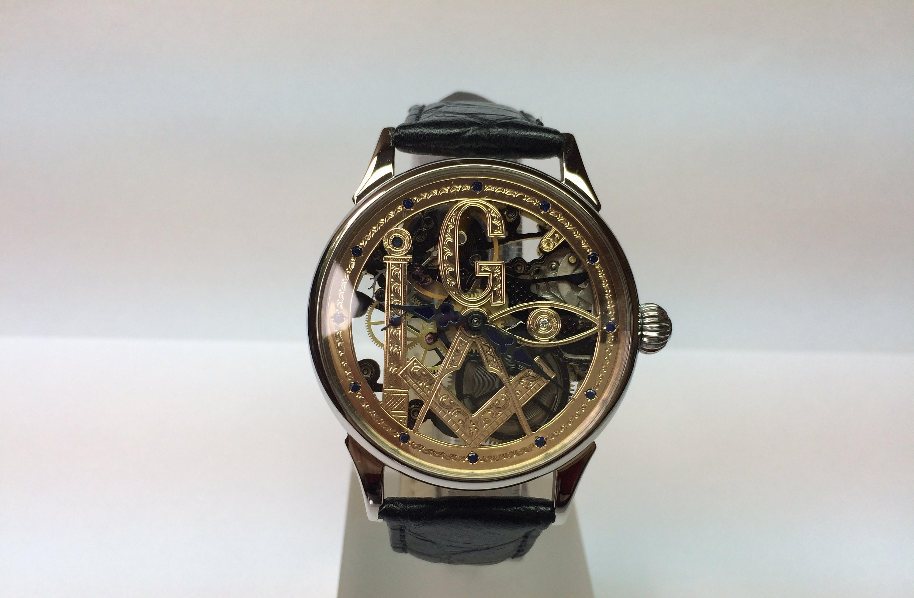 Hand engraved watch masonic skeleton. Mechanical movement | Etsy