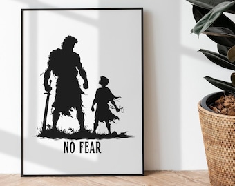 David and Goliath Printable David and Goliath Digital PNG JPEG Faith PNG Christian Artwork David and Goliath Shirt Minimalist Christian Art