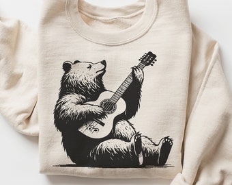 Bear Clipart PNG JPEG Bear Playing Guitar Sublimation Bear PNG Musician Gift I Choose Bear