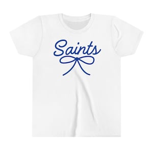 Saints Bow Shirt Youth Tee New Student Shirt Back to School First Day of School Saints Shirt Saints Mascot Shirt School Tee Shirt