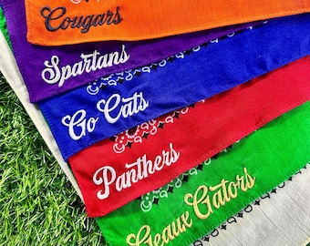 Custom Personalized Bandana Scarf Retro Style Gameday Bandana Back To School Spirit Football Game Team Colors Embroidered Scarf Football Fan