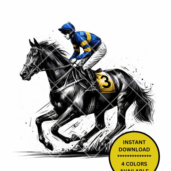 Jockey Trifecta Derby Equestrian Digital Print for Derby Party Invitations KY Decor Sublimation Horseracing Derby 150 Minimalist 4 colors