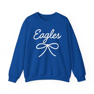 Eagles Mascot Bow Sweatshirt Eagles Shirt Eagles Crewneck Eagles Bow Shirt Eagles Sweatshirt Gameday Shirt Preppy Coquette Eagles Shirt image 8