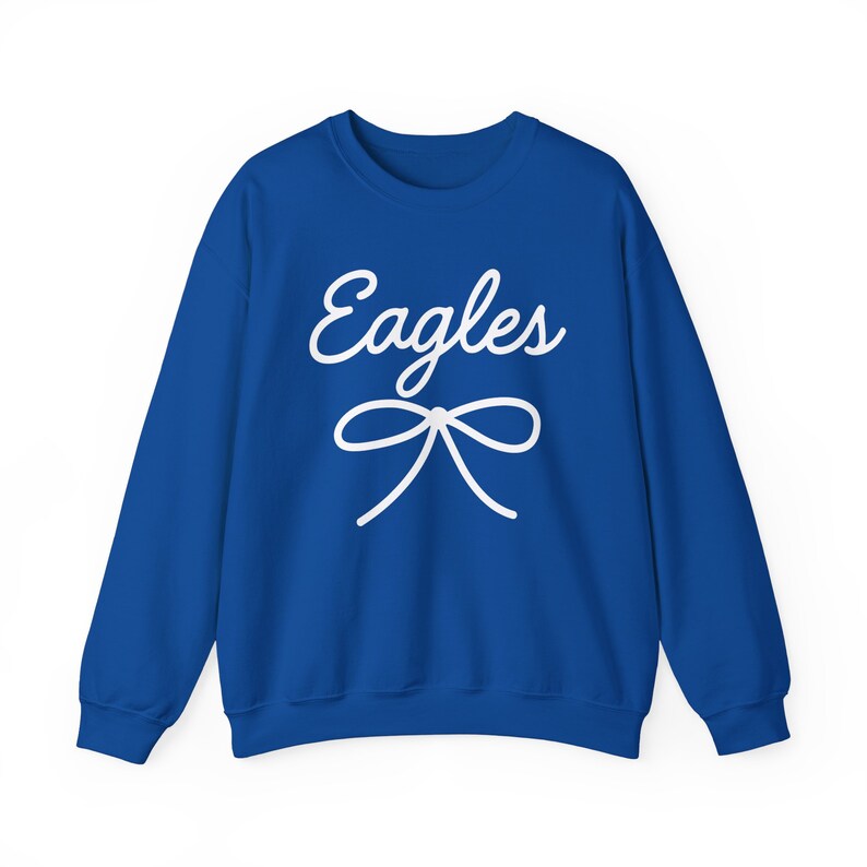 Eagles Mascot Bow Sweatshirt Eagles Shirt Eagles Crewneck Eagles Bow Shirt Eagles Sweatshirt Gameday Shirt Preppy Coquette Eagles Shirt image 8