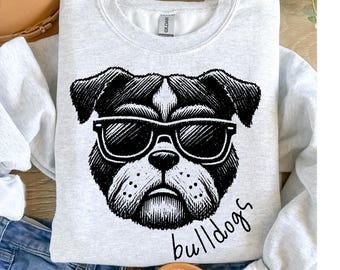 Felpa girocollo con mascotte dei Bulldogs, maglietta per insegnanti delle elementari, maglietta scolastica dei Bulldogs, maglietta per il ritorno a scuola della mascotte dei Bulldogs, maglietta Bulldogs Spirit