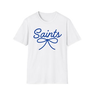 Saints Mascot Bow Shirt Teacher Tee New Teacher Shirt Back to School First Day of School St Joe Shirt Saints Mascot Shirt Saints Shirt
