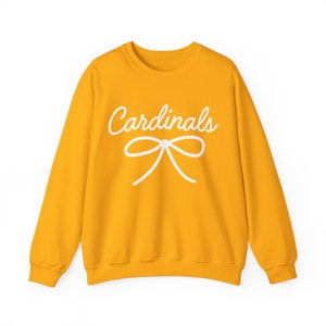 Cardinals Mascot Bow Sweatshirt Cardinals Shirt Cardinals Crewneck Cardinals Bow Shirt Cardinals Sweatshirt Gameday Shirt Coquette Cardinals image 3