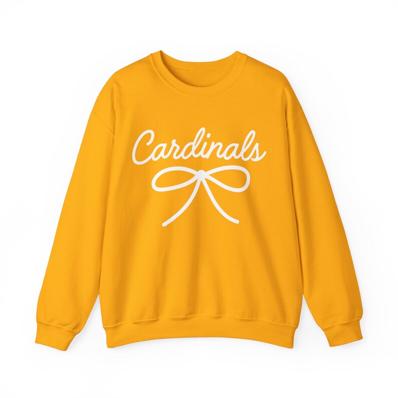 Cardinals Mascot Bow Sweatshirt Cardinals Shirt Cardinals Crewneck Cardinals Bow Shirt Cardinals Sweatshirt Gameday Shirt Coquette Cardinals image 3