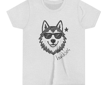 KIDS Huskies Tee Husky Mascot Shirt Back to School First Day of School Spirit TShirt Huskies Mascot Shirt Team Colors Student Youth Tee