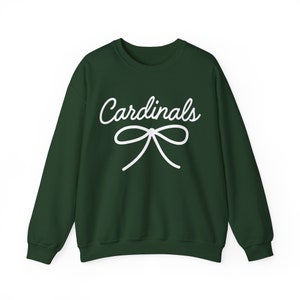 Cardinals Mascot Bow Sweatshirt Cardinals Shirt Cardinals Crewneck Cardinals Bow Shirt Cardinals Sweatshirt Gameday Shirt Coquette Cardinals image 6