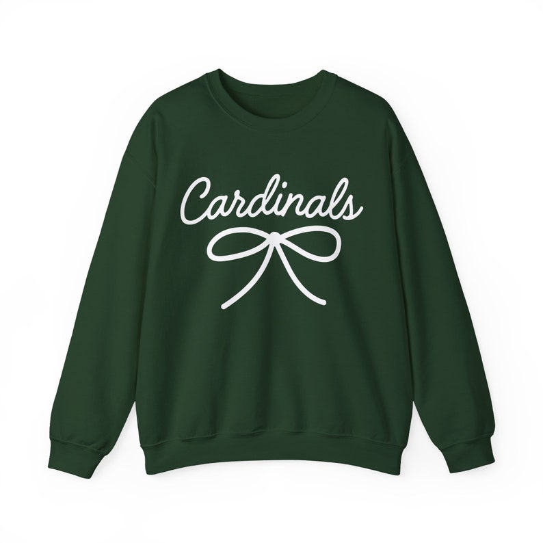 Cardinals Mascot Bow Sweatshirt Cardinals Shirt Cardinals Crewneck Cardinals Bow Shirt Cardinals Sweatshirt Gameday Shirt Coquette Cardinals image 6