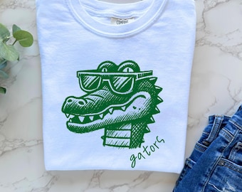 KIDS Gators Mascot Comfort Colors Custom Colors Available Elementary School Shirt Gators School Back to School Shirt Gators Spirit