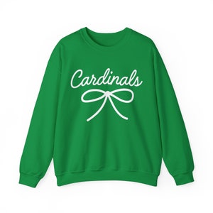Cardinals Mascot Bow Sweatshirt Cardinals Shirt Cardinals Crewneck Cardinals Bow Shirt Cardinals Sweatshirt Gameday Shirt Coquette Cardinals image 7