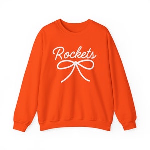 Rockets Mascot Bow Sweatshirt Rockets Shirt Rockets Crewneck Rockets Bow Shirt Rockets Sweatshirt Gameday Shirt Coquette Rockets Shirt image 4