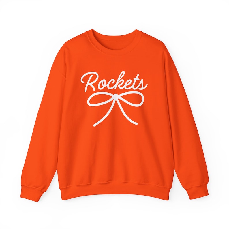 Rockets Mascot Bow Sweatshirt Rockets Shirt Rockets Crewneck Rockets Bow Shirt Rockets Sweatshirt Gameday Shirt Coquette Rockets Shirt image 4