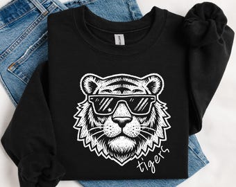 Felpa con mascotte Tigers, regalo per l'insegnante del ritorno a scuola, spirito scolastico, felpa con mascotte Tigers, girocollo, colori della squadra Tigers, abbigliamento, carina felpa per insegnante