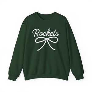 Rockets Mascot Bow Sweatshirt Rockets Shirt Rockets Crewneck Rockets Bow Shirt Rockets Sweatshirt Gameday Shirt Coquette Rockets Shirt image 6