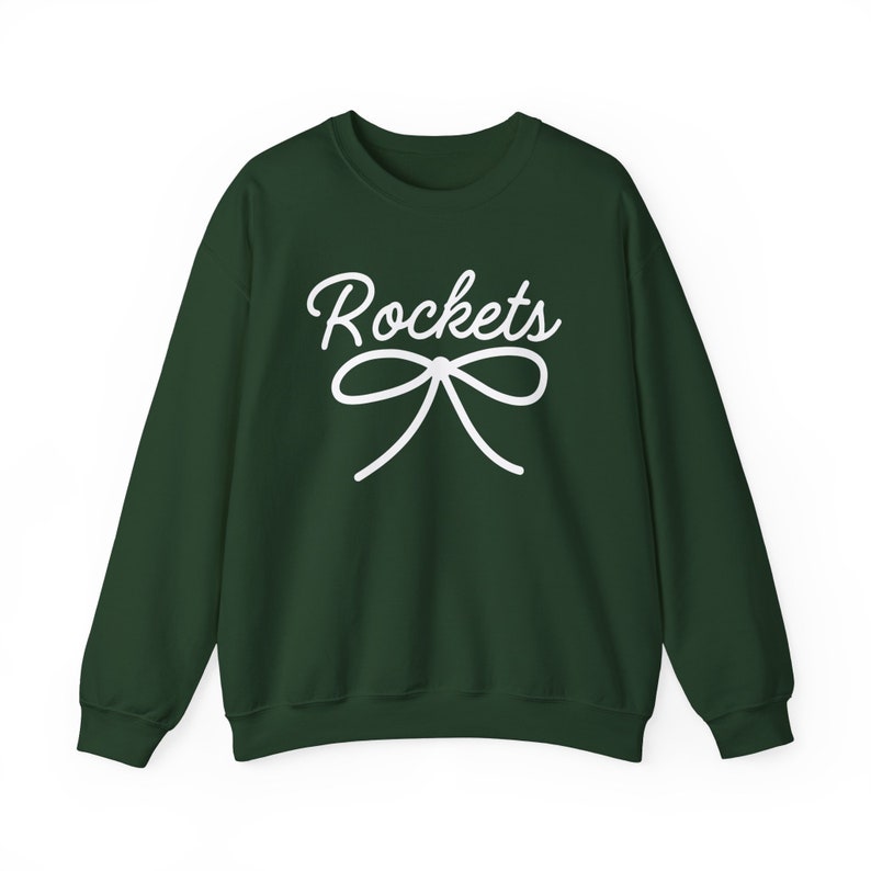Rockets Mascot Bow Sweatshirt Rockets Shirt Rockets Crewneck Rockets Bow Shirt Rockets Sweatshirt Gameday Shirt Coquette Rockets Shirt image 6