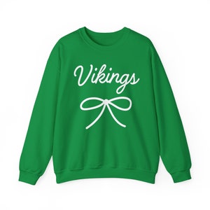 Vikings Mascot Bow Sweatshirt Vikings Shirt Vikings Crewneck Vikings Bow Shirt Vikings Sweatshirt Gameday Shirt Coquette Vikings Shirt