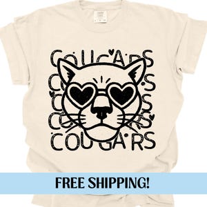 Cute Cougars Mascot Tee Back to School Comfort Colors Cougars Teacher Shirt Cougar Shirt Cougar Cheer Mom Go Cougars First Day of School